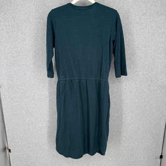 Pact Womens Relaxed Slub Tie Waist Dress Size XS Blue Pockets Casual Knee Length - Picture 4 of 11